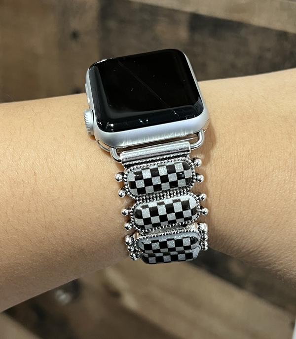 <font color=BLUE>WATCH BAND/ GIFT ITEMS</font> :: SMART WATCH BAND :: Wholesale Western Checkered Stretch Watch Band