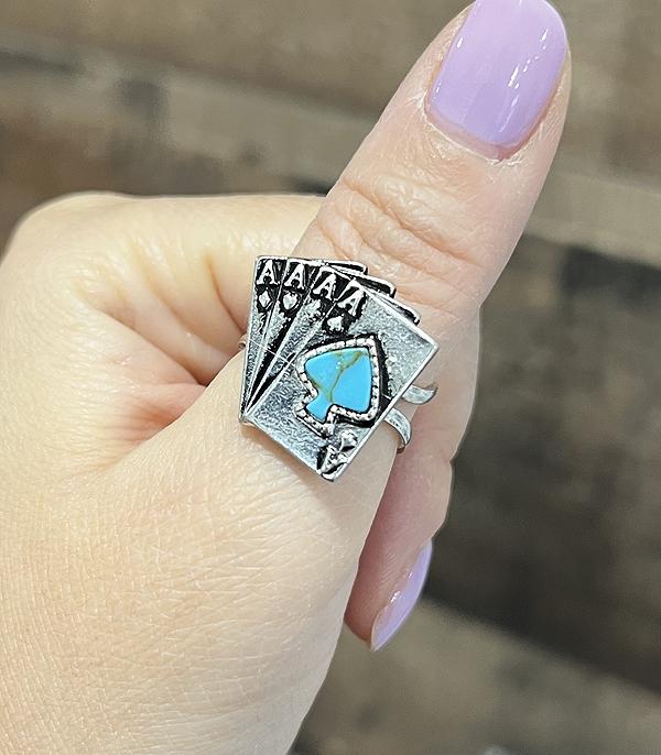 New Arrival :: Wholesale Western Turquoise Playing Card Ring