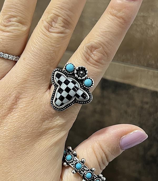 New Arrival :: Wholesale Western Checkered Cow Ring