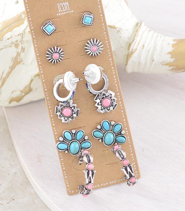 WHAT'S NEW :: Wholesale Western 6PC Set Howdy Earrings