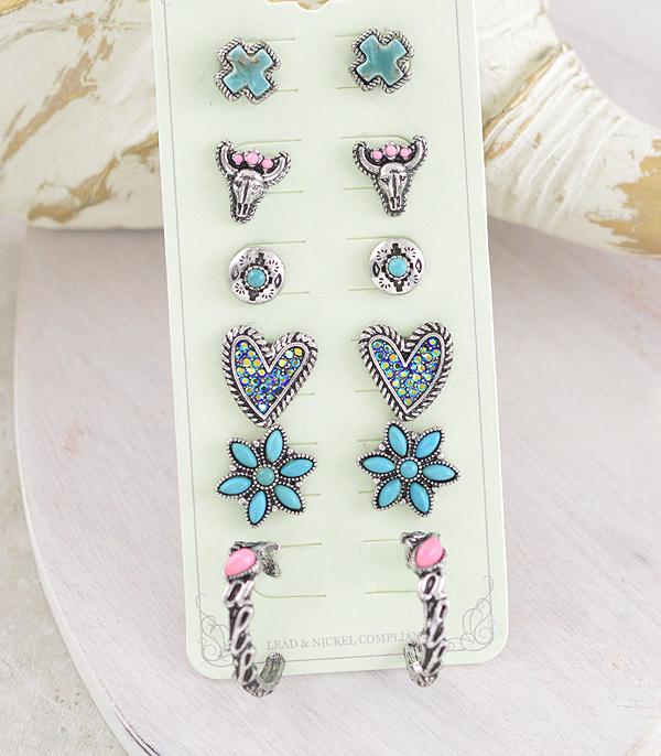 WHAT'S NEW :: Wholesale Western 6PC Set Yall Earrings