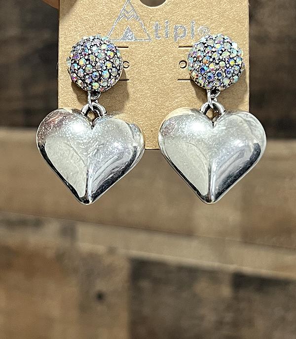 New Arrival :: Wholesale Rhinestone Post Heart Earrings