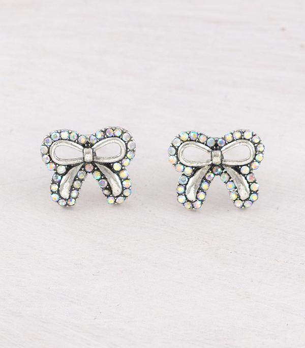 New Arrival :: Wholesale Rhinestone Bow Earrings