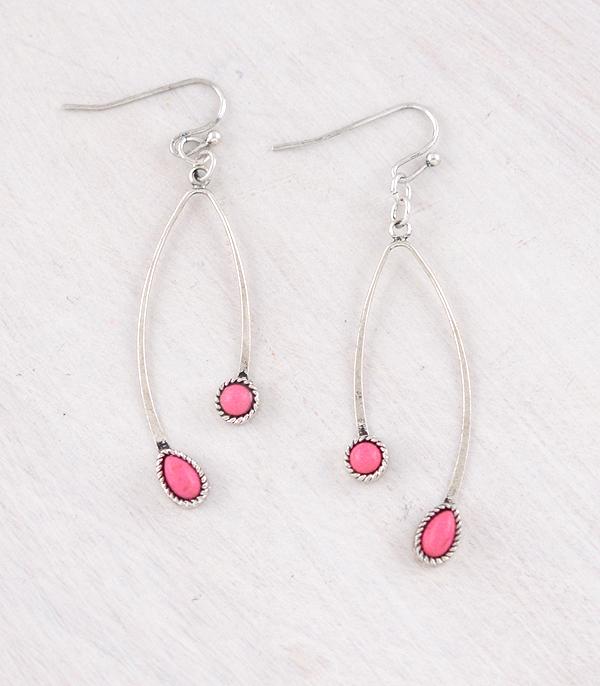 EARRINGS :: WESTERN HOOK EARRINGS :: Wholesale Western Pink Stone Earrings