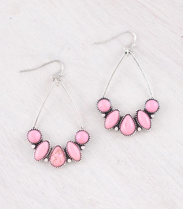 WHAT'S NEW :: Wholesale Western Pink Stone Teardrop Earrings