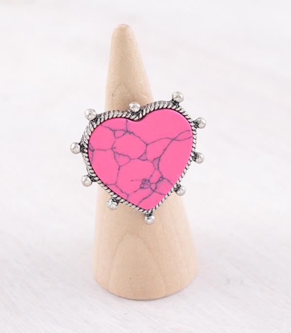 New Arrival :: Wholesale Western Pink Stone Heart Ring