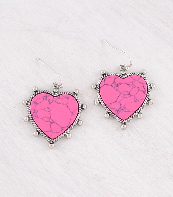 <font color=red>VALENTINE'S</font> :: Wholesale Western Pink Stone Heart Earrings