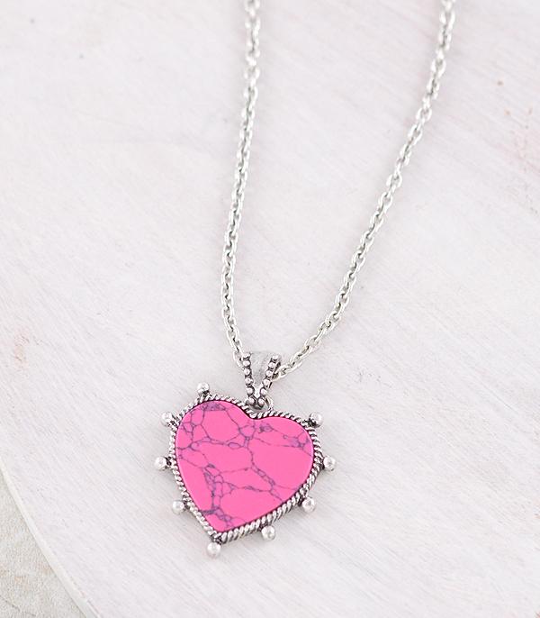 NECKLACES :: WESTERN TREND :: Wholesale Western Pink Stone Heart Necklace