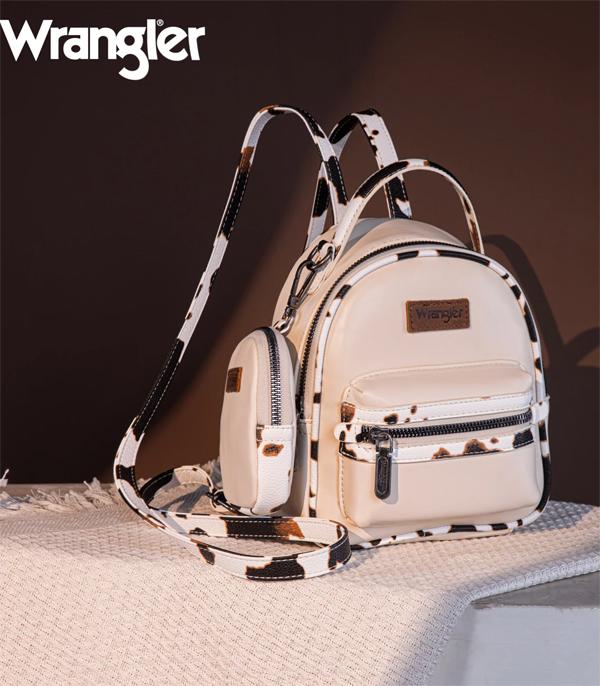 HANDBAGS :: BACKPACK l SLING BAG :: Wholesale Wrangler Cow Print Mini Backpack Set