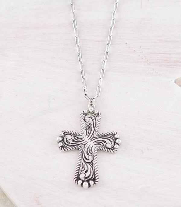 New Arrival :: Wholesale Western Tooling Cross Necklace