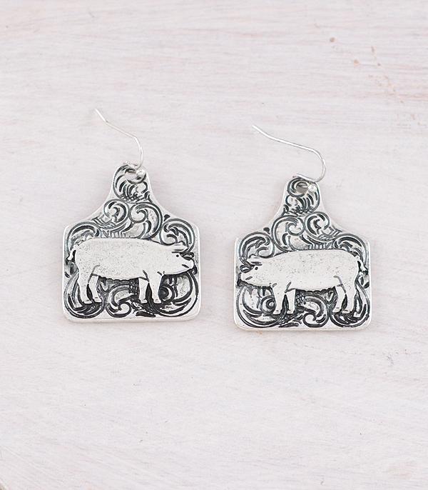 New Arrival :: Wholesale Western Tooling Pig Earrings