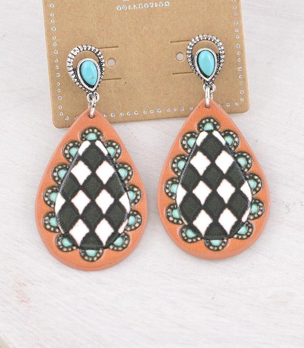 WHAT'S NEW :: Wholesale Western Vegan Leather Teardrop Earrings