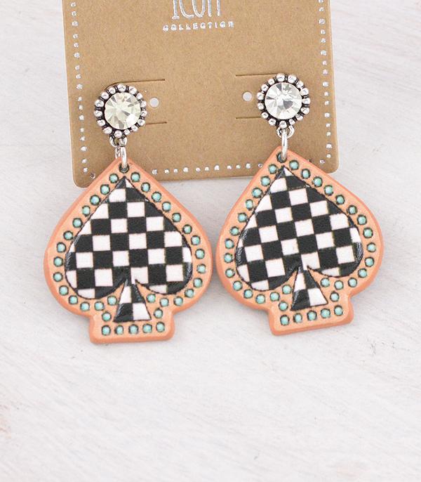 New Arrival :: Wholesale Western Checkered Ace Earrings