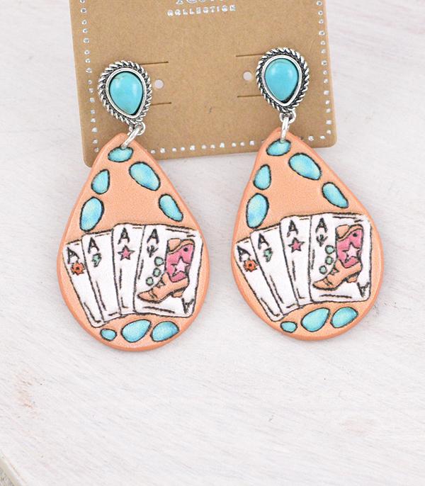 New Arrival :: Wholesale Western Ace Cards Earrings