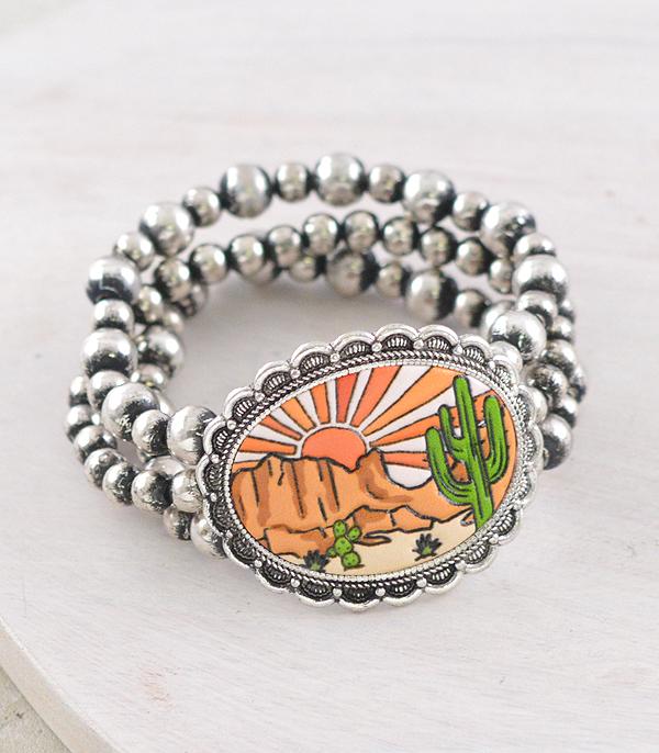 BRACELETS :: STRETCH :: Wholesale Western Cactus Desert Bracelet