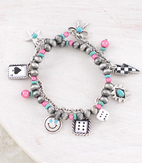 BRACELETS :: STRETCH :: Wholesale Western Charm Beaded Bracelet