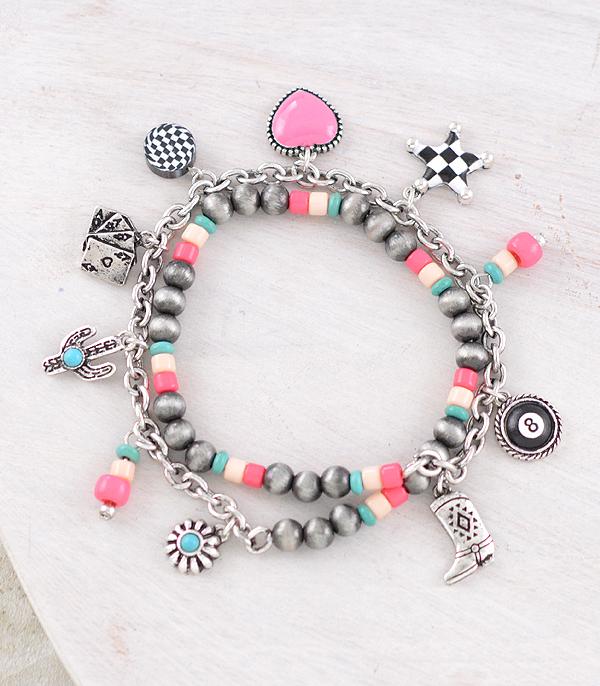 BRACELETS :: STRETCH :: Wholesale Western Charm Beaded Bracelet