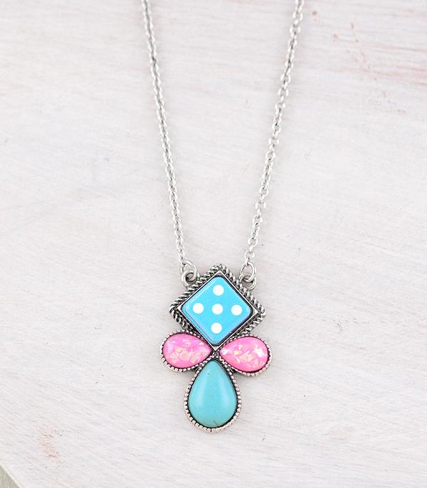 New Arrival :: Wholesale Western Turquoise Dice Necklace