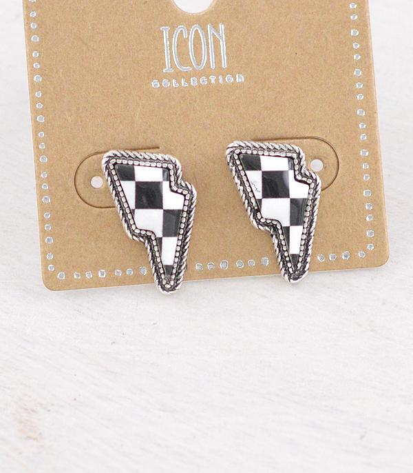 New Arrival :: Wholesale Western Checkered Bolt Earrings