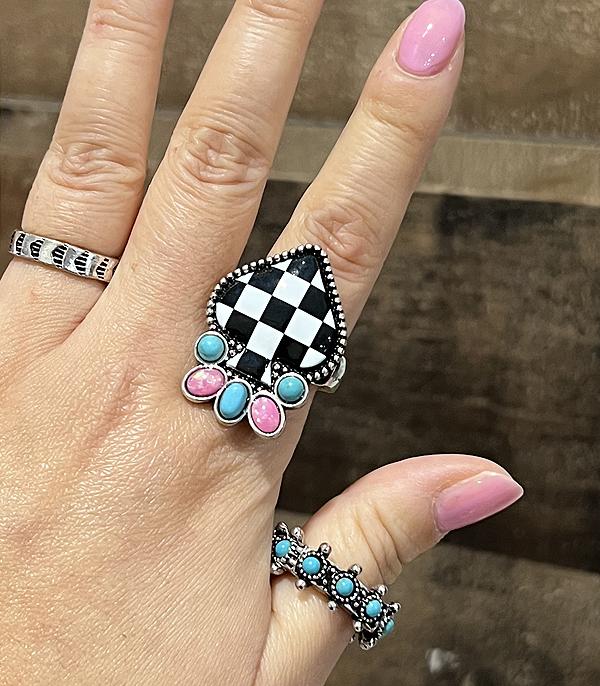 RINGS :: Wholesale Western Checkered Spade Ring