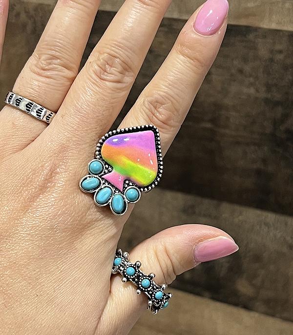 New Arrival :: Wholesale Western Neon Spade Turquoise Ring