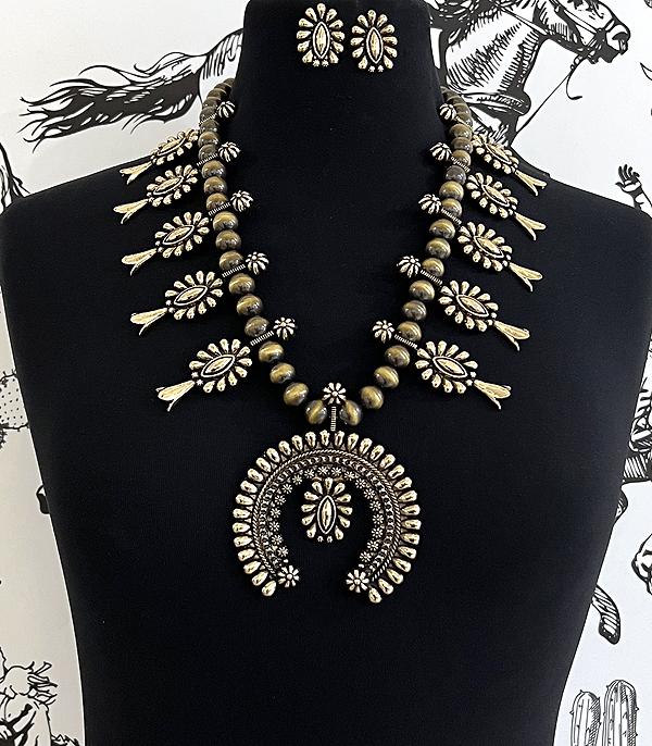 NECKLACES :: WESTERN SQUASH BLOSSOM NECKLACES :: Wholesale Western Squash Blossom Necklace Set