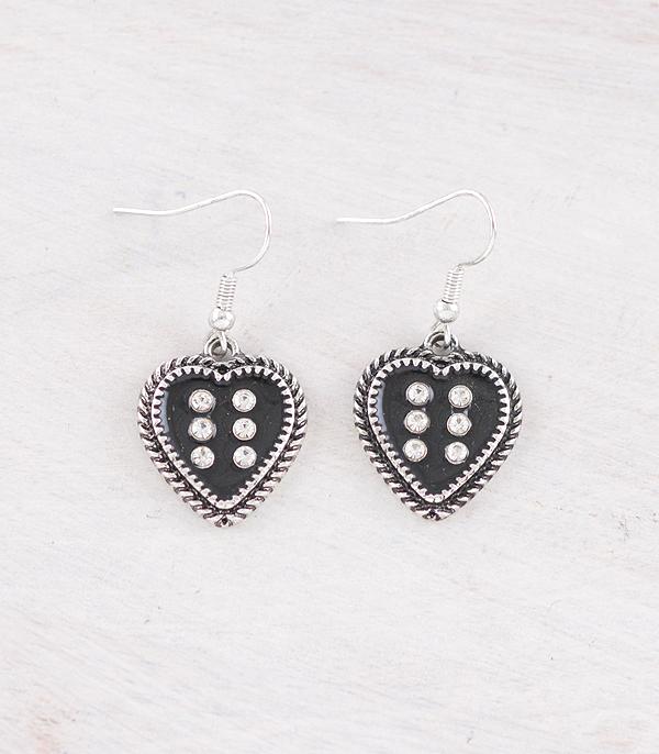 New Arrival :: Wholesale Rhinestone Heart Dice Earrings