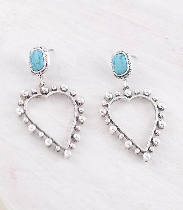 New Arrival :: Wholesale Western Turquoise Heart Earrings