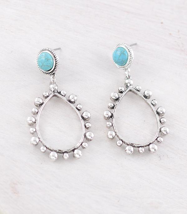 EARRINGS :: WESTERN POST EARRINGS :: Wholesale Western Turquoise Post Teardrop Earrings