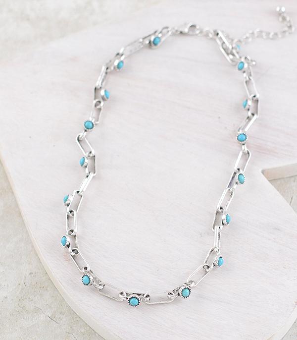 New Arrival :: Wholesale Western Turquoise Chain Link Necklace