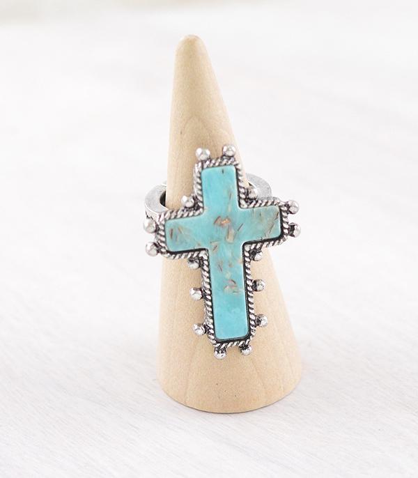 RINGS :: Wholesale Western Turquoise Cross Ring