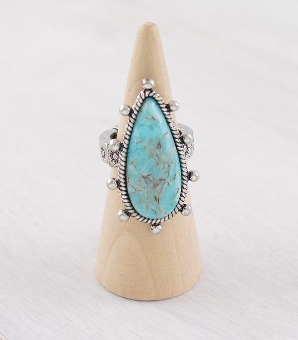 New Arrival :: Wholesale Western Turquoise Teardrop Ring