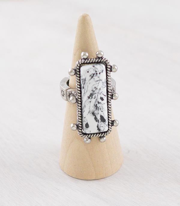 New Arrival :: Wholesale Western Howlite Bar Ring