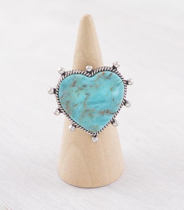 New Arrival :: Wholesale Western Turquoise Heart Ring