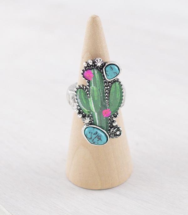 RINGS :: Wholesale Western Turquoise Cactus Ring