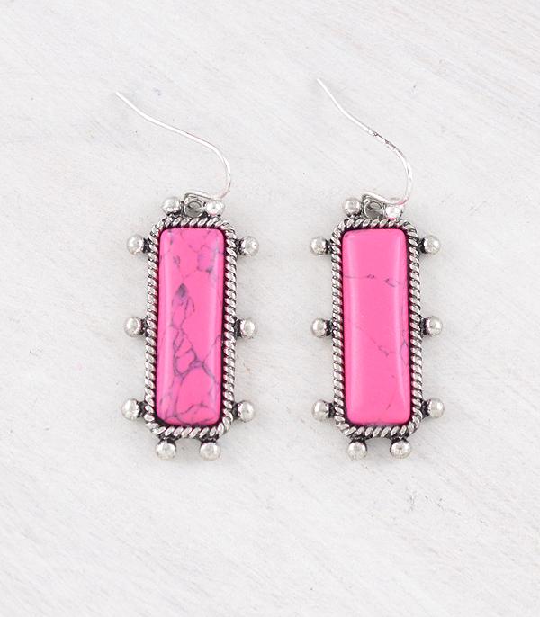 EARRINGS :: WESTERN HOOK EARRINGS :: Wholesale Western Pink Stone Bar Earrings