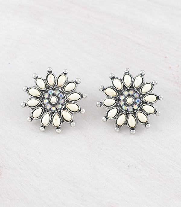 New Arrival :: Wholesale Western Howlite Concho Earrings