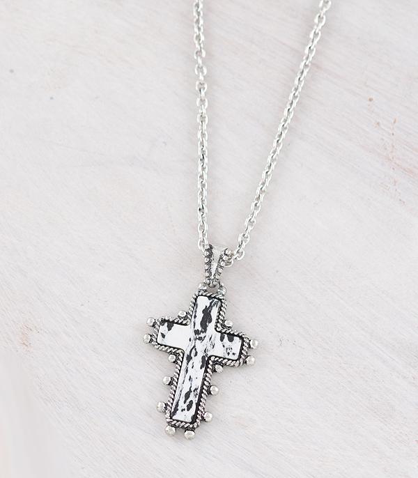 New Arrival :: Wholesale Western Howlite Cross Pendant Necklce