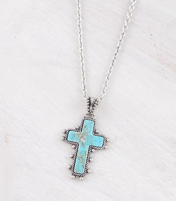 NECKLACES :: CHAIN WITH PENDANT :: Wholesale Western Turquoise Cross Necklace