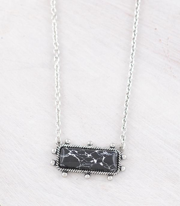 NECKLACES :: WESTERN TREND :: Wholesale Western Black Stone Bar Necklace