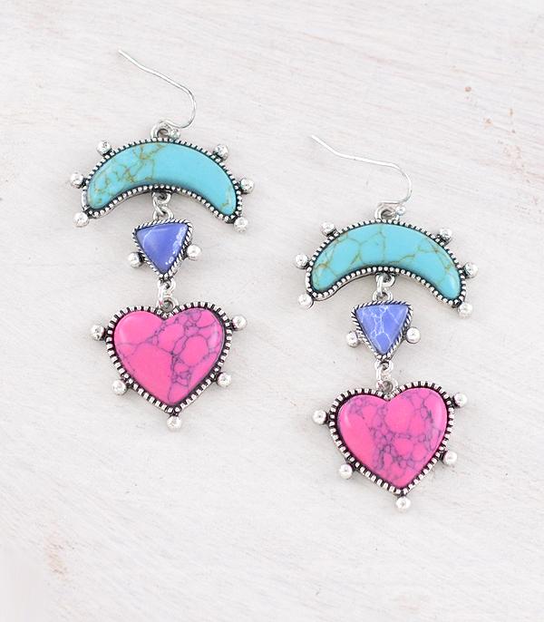 New Arrival :: Wholesale Western Turquoise Heart Earrings