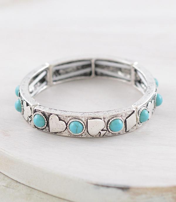 New Arrival :: Wholesale Western Turquoise Spade Stretch Bracelet