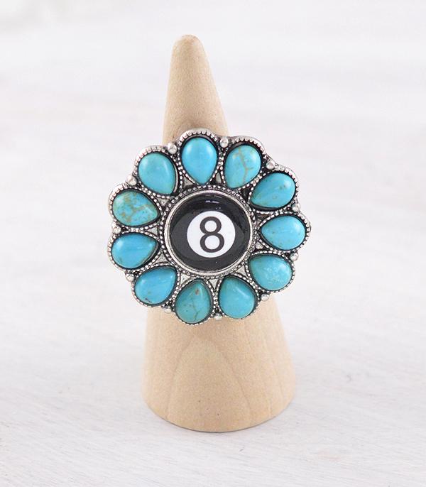 RINGS :: Wholesale Western Turquoise Eight Ball Ring