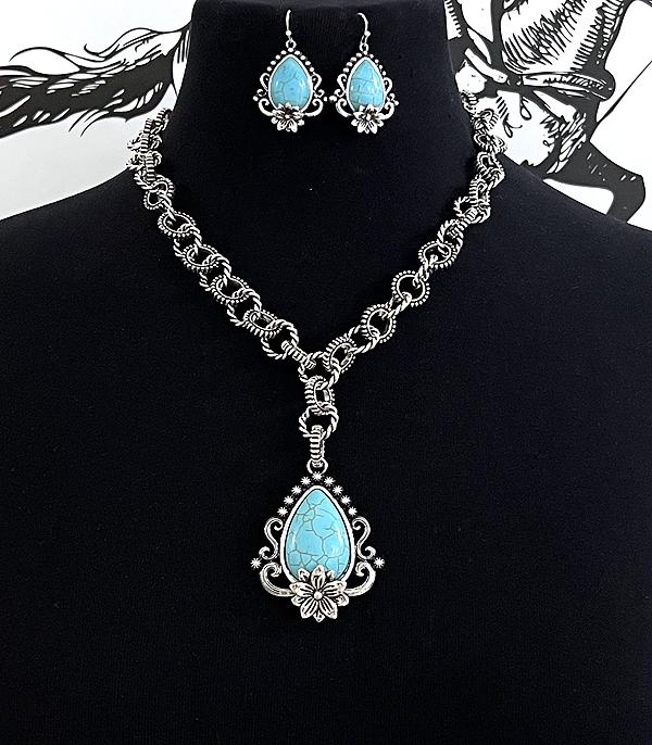 NECKLACES :: WESTERN TREND :: Wholesale Western Turquoise Pendant Necklace Set