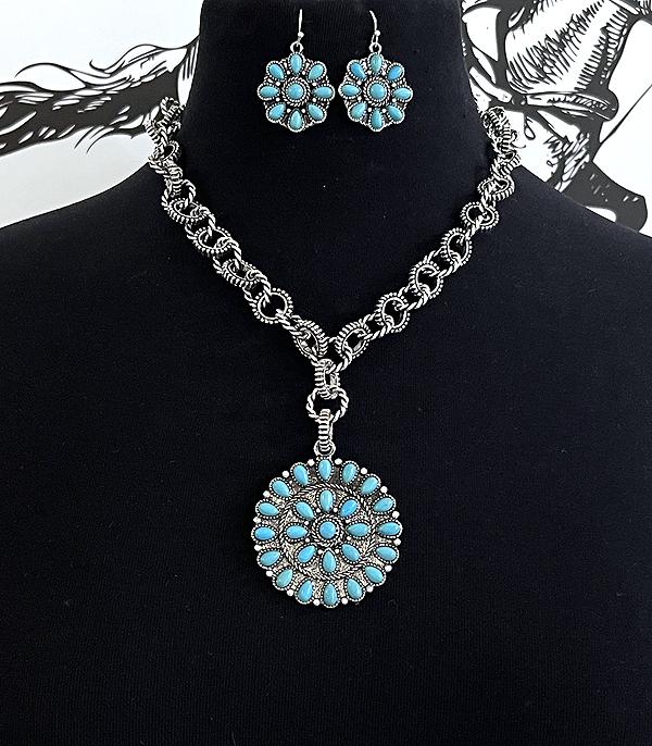 New Arrival :: Wholesale Western Turquoise Concho Necklace