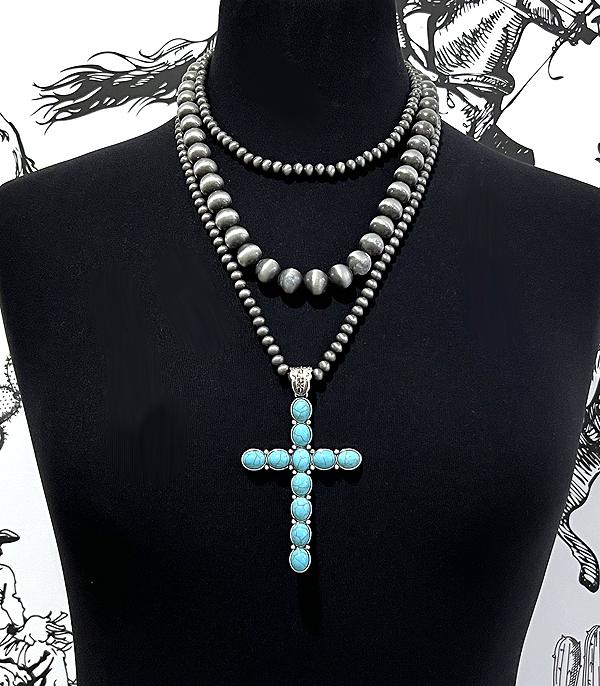 New Arrival :: Wholesale Cross Pendant Navajo Pearl Necklace