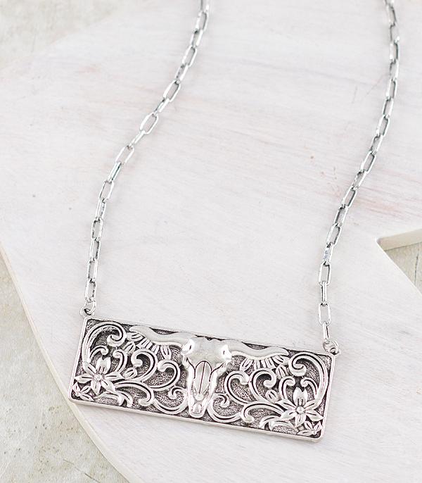 WHAT'S NEW :: Wholesale Western Cow Skull Tooling Bar Necklace