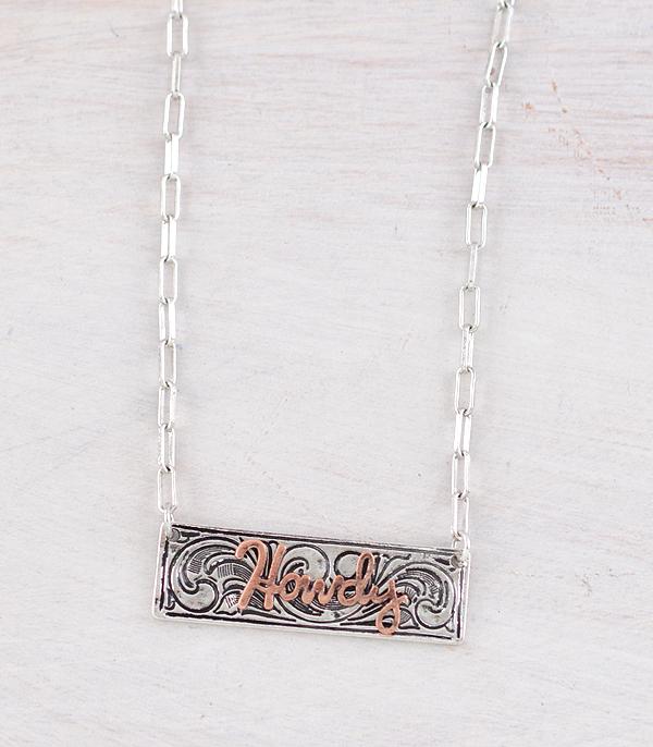 New Arrival :: Wholesale Western Howdy Tooling Bar Necklace