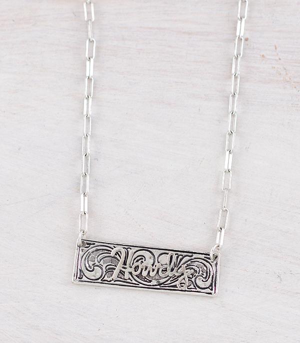 New Arrival :: Wholesale Western Howdy Tooling Bar Necklace