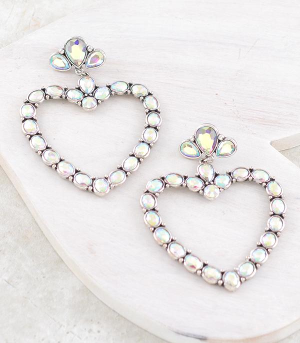 WHAT'S NEW :: Wholesale AB Glass Stone Large Heart Earrings